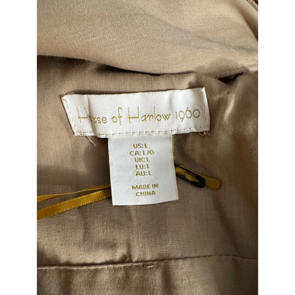 House of Harlow 1960 Tan Linen Blend Tiered V-Neck Maxi Dress Size Large - Picture 4 of 9